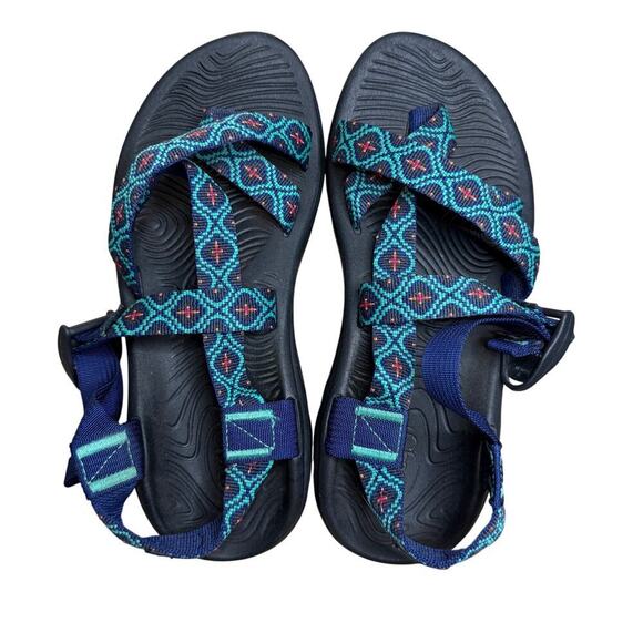 Chaco Womens Z/Volv 2 Toe Loop Sandals Mosaic Cobalt Blue Black Size 7 - Picture 1 of 7
